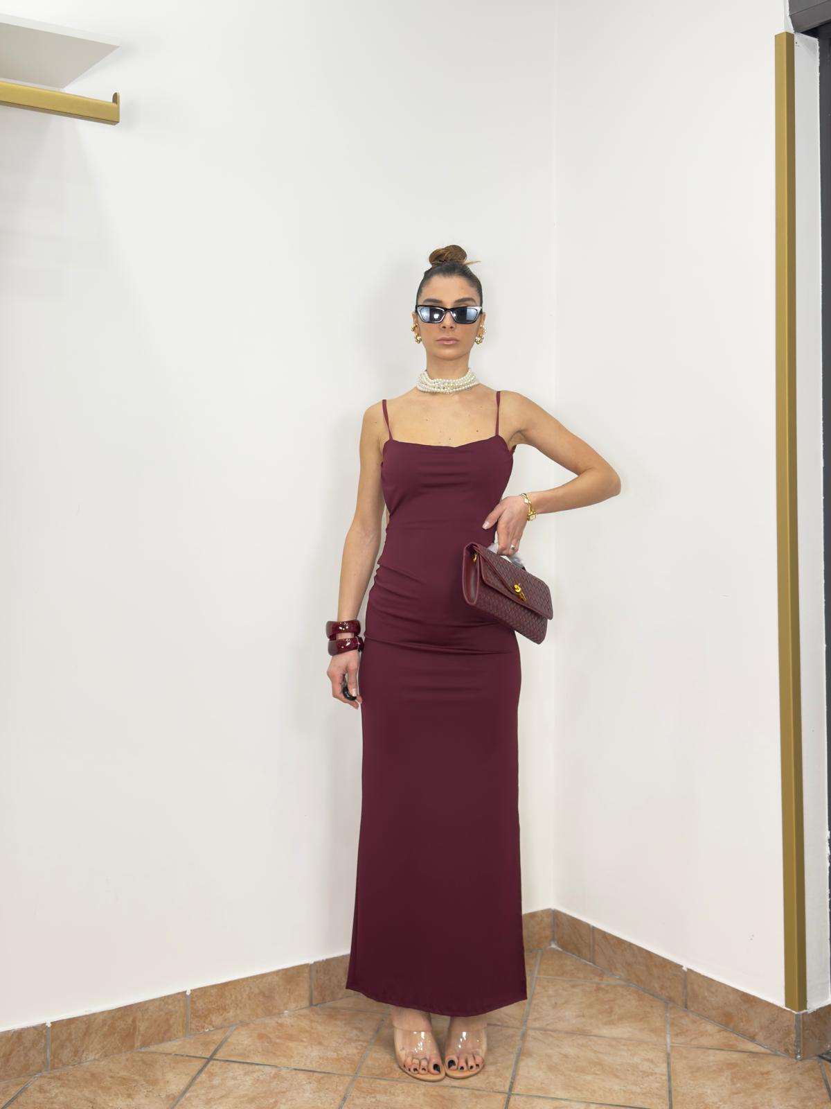 Abito Midi Borgogna