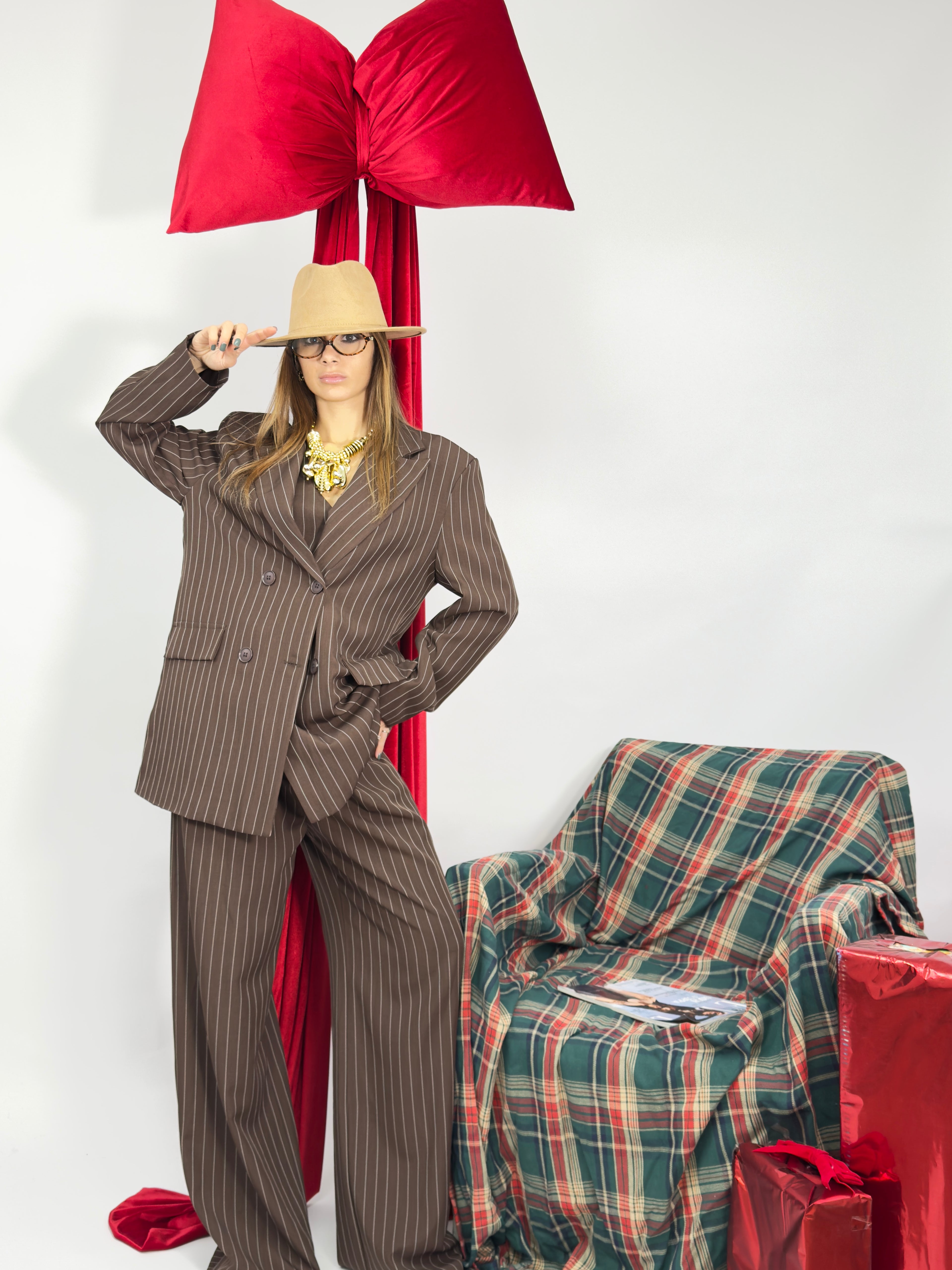 Tailleur 3 pezzi gessato