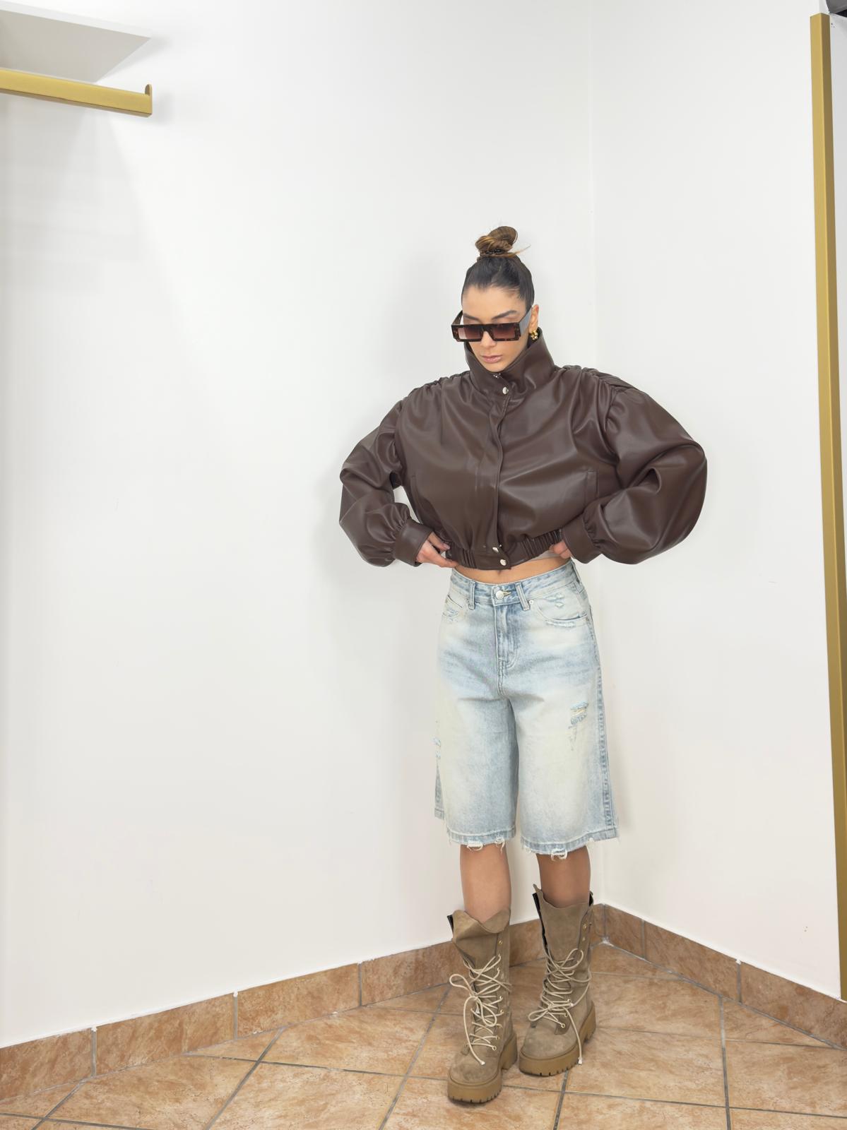 Bomber Ecopelle Marrone