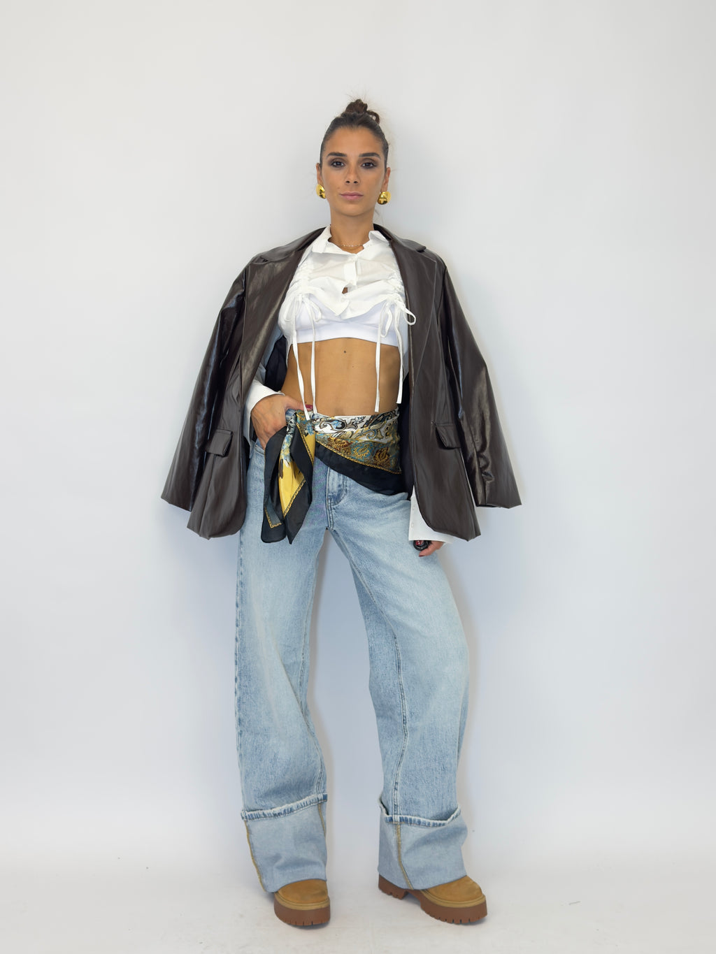 Camicia crop culisse