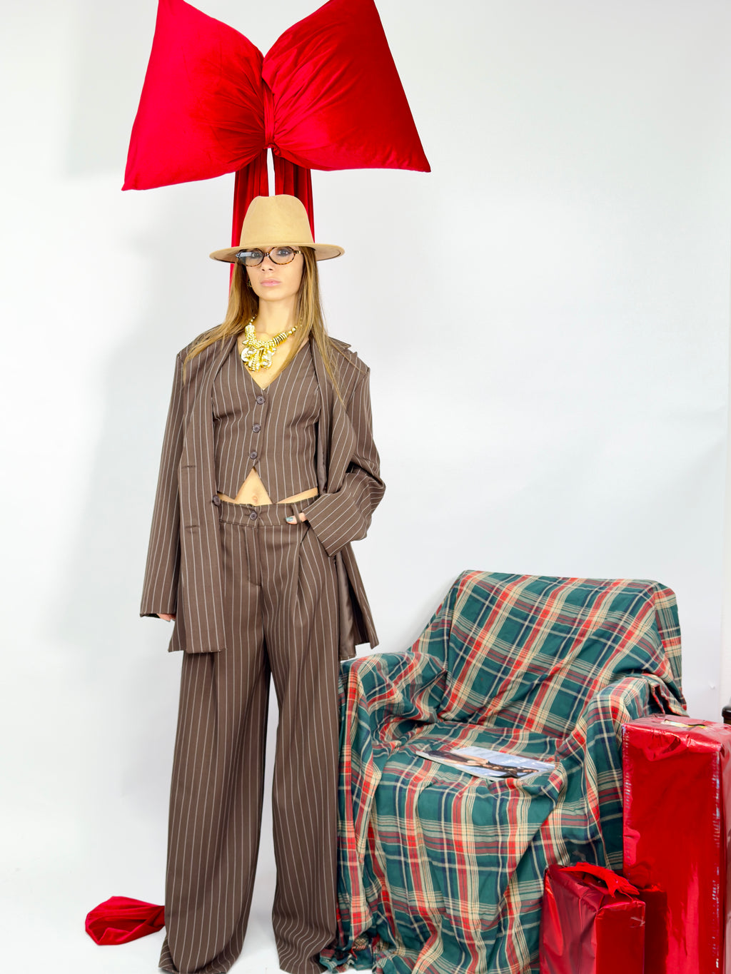 Tailleur 3 pezzi gessato